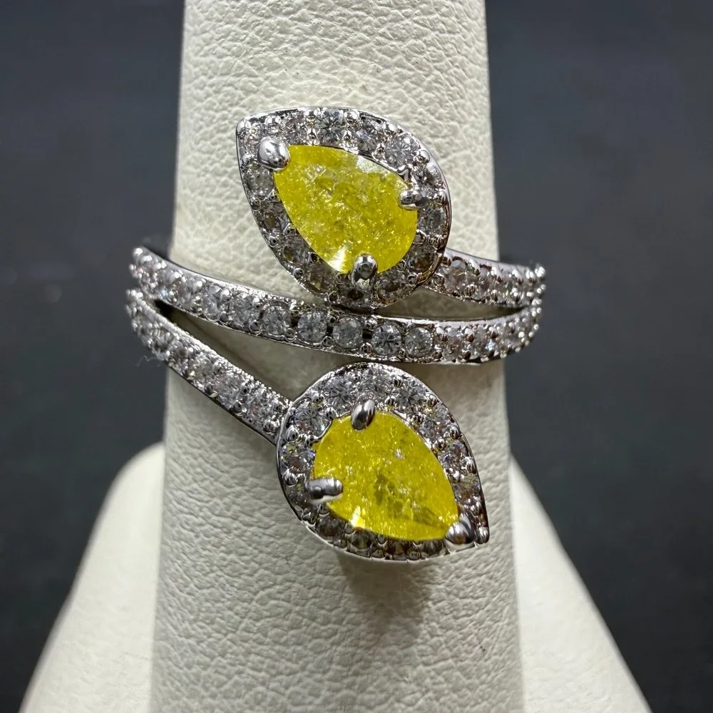 Bomb‎ Party Revealed in Style Lab Lemon Ice Crystal Rhodium Size 6 Ring RBP6155